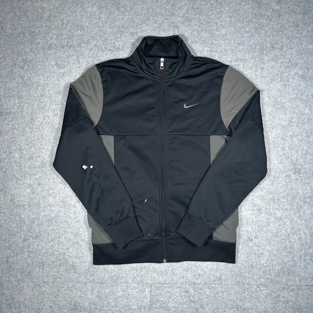 Nike Athletic Dept Jacket Men M Black Gray‎ 518041-010 Full Zip Track Warm Up